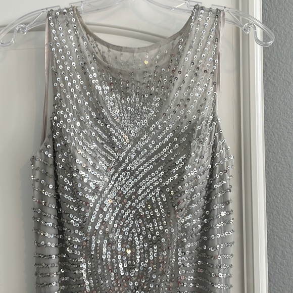 Aidan Mattox Evening Gown Dress with Silver Sequin Detailing. Prom dress - Picture 3 of 11